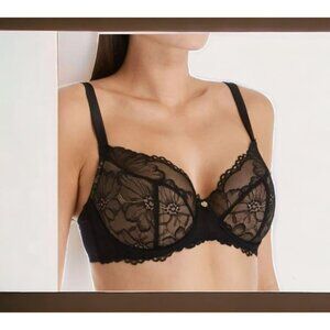 Creme Bralee 19002 Love Me Tender Floral Lace Half-Cup Padded Bra 36C